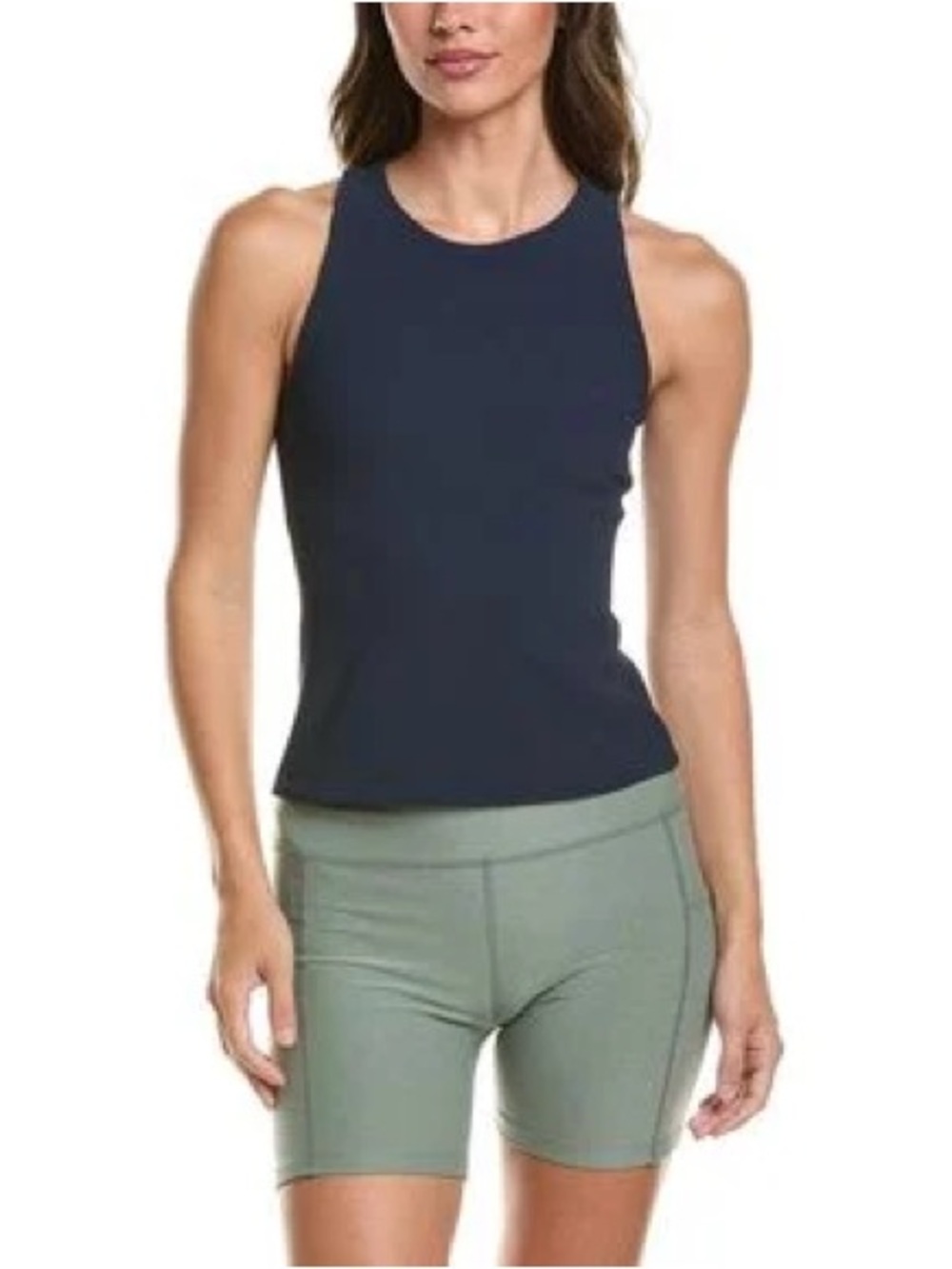 BEYOND YOGA Refocus Ribbed Classic Tank Large blue shelf bra athletic fitted gym